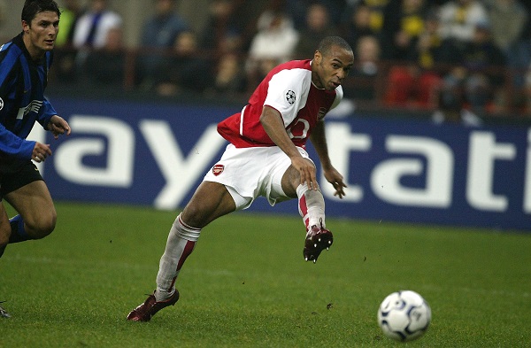 Thierry Henry of Arsenal scores their third goal